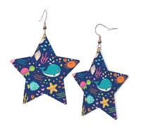 1 Pair Leather Earring for Women Cartoon Sea Fish Print Earring Hooks Suitable for Party Daily Wear