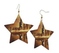 1 Pair Leather Earring for Women Chicago City Print the Earring Hooks Suitable for Party Daily Wear
