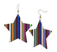 1 Pair Leather Earring for Women Colored Stripes Print the Earring Hooks Suitable for Party Daily Wear