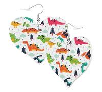 1 Pair Leather Earring for Women Colorful Dinosaurs Print Leather Earring Hooks Suitable for Party Daily Wear