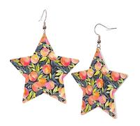 1 Pair Leather Earring for Women Colorful Peach Print the Earring Hooks Suitable for Party Daily Wear