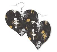 1 Pair Leather Earring for Women Dancing Feather Print Leather Earring Hooks Suitable for Party Daily Wear