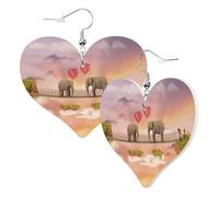 1 Pair Leather Earring for Women elephant on a bridge Print Earring Hooks Suitable for Party Daily Wear