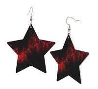 1 Pair Leather Earring for Women Explosion Burst Red Black Print the Earring Hooks Suitable for Party Daily Wear