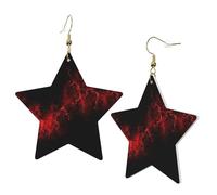 1 Pair Leather Earring for Women Explosion Burst Red Black Print the Earring Hooks Suitable for Party Daily Wear