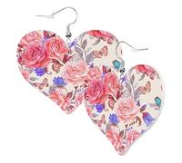 1 Pair Leather Earring for Women Flower Rose Butterfly Print Earring Hooks Suitable for Party Daily Wear