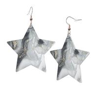 1 Pair Leather Earring for Women Grey Marble Stripe Print the Earring Hooks Suitable for Party Daily Wear