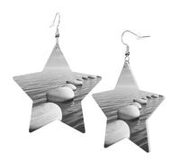 1 Pair Leather Earring for Women Grey Zen Stones Picture Print the Earring Hooks Suitable for Party Daily Wear