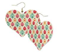 1 Pair Leather Earring for Women Ladybugs Cartoon Pattern Print Leather Earring Hooks Suitable for Party Daily Wear