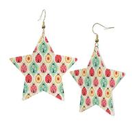 1 Pair Leather Earring for Women Ladybugs Cartoon Pattern Print the Earring Hooks Suitable for Party Daily Wear