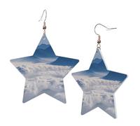 1 Pair Leather Earring for Women Landscape with Mountains and Clouds Print Earring Hooks Suitable for Party Daily Wear