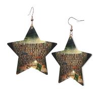 1 Pair Leather Earring for Women Library Bookshelf Book Print the Earring Hooks Suitable for Party Daily Wear