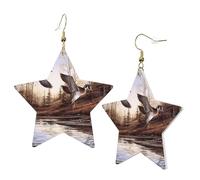 1 Pair Leather Earring for Women Mallard Ducks Print the Earring Hooks Suitable for Party Daily Wear