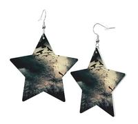 1 Pair Leather Earring for Women Night crow Print the Earring Hooks Suitable for Party Daily Wear