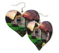 1 Pair Leather Earring for Women Old Tractor Photo Farm Print Earring Hooks Suitable for Party Daily Wear