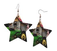 1 Pair Leather Earring for Women Old Tractor Photo Farm Print Earring Hooks Suitable for Party Daily Wear