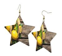 1 Pair Leather Earring for Women One Basket Lemons Print the Earring Hooks Suitable for Party Daily Wear