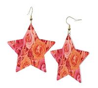 1 Pair Leather Earring for Women Orange Rose Print the Earring Hooks Suitable for Party Daily Wear