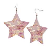 1 Pair Leather Earring for Women Pink Marble Texture Print the Earring Hooks Suitable for Party Daily Wear