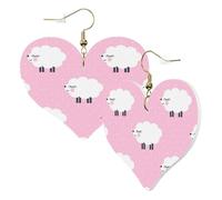 1 Pair Leather Earring for Women Pink Sheep Print Leather Earring Hooks Suitable for Party Daily Wear