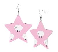 1 Pair Leather Earring for Women Pink Sheep Print the Earring Hooks Suitable for Party Daily Wear