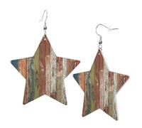 1 Pair Leather Earring for Women Planks Weathered Old Look Print the Earring Hooks Suitable for Party Daily Wear