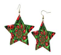 1 Pair Leather Earring for Women Red Ladybug Print the Earring Hooks Suitable for Party Daily Wear