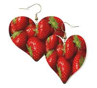 1 Pair Leather Earring for Women Red Strawberry Fruit Print Leather Earring Hooks Suitable for Party Daily Wear