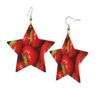 1 Pair Leather Earring for Women Red Strawberry Fruit Print the Earring Hooks Suitable for Party Daily Wear