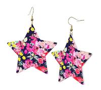 1 Pair Leather Earring for Women Roses Colored Print the Earring Hooks Suitable for Party Daily Wear