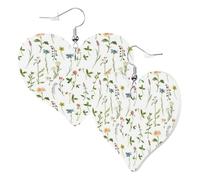 1 Pair Leather Earring for Women Season Watercolors of Herbs Flowers Print Leather Earring Hooks Suitable for Party Daily Wear