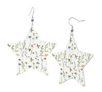 1 Pair Leather Earring for Women Season Watercolors of Herbs Flowers Print the Earring Hooks Suitable for Party Daily Wear