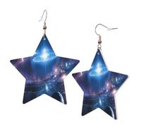 1 Pair Leather Earring for Women Space Planets Print the Earring Hooks Suitable for Party Daily Wear