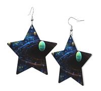 1 Pair Leather Earring for Women Space Planets Print the Earring Hooks Suitable for Party Daily Wear