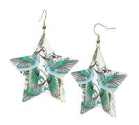 1 Pair Leather Earring for Women Teal Birds Musical Note Print Earring Hooks Suitable for Party Daily Wear