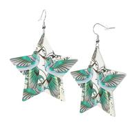 1 Pair Leather Earring for Women Teal Birds Musical Note Print Earring Hooks Suitable for Party Daily Wear