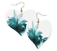 1 Pair Leather Earring for Women Teal Lily Print Leather Earring Hooks Suitable for Party Daily Wear