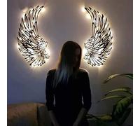 1 Pair Led Angel Wings Wall Art - Glowing 3D Vintage Wings Wall Sculpture Light Up Decoration - For Bedroom & Living Room, 45cm
