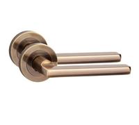 1 Pair Leon Design Door Handles Antique Brass Finish - Golden Grace