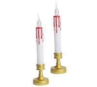 1 Pair Lifelike Flickering Flame Battery Operated Taper Candles with Candlesticks of Realistic LED Fake Candles for Home Wedding and Restaurant Decor