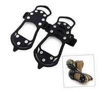 1 Pair Lightweight Toothed Ice Crampons for Shoes Non Slip Grippers for Climbing Mountaineering Hiking Durable Manganese Steel Spikes Black S
