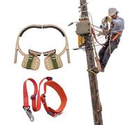 1 Pair Lineman Pole Climbing Spikes with Safety Harness, Reusable Iron Support for Electricians, Adjustable Climbing Shoes for Utility Poles & Trees, Heavy Duty Climbing Gear(350mm/13.8'')