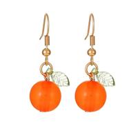 1 Pair Literary Pastoral Plant Glazed Orange Pendant Earrings Fashion Vintage Dangle Earrings for Women Jewelry Accessories Clever fashion