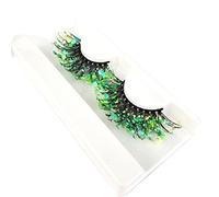 1 Pair Luminous False Glitter Lashes Colored False Eyelashes Wispy Lashes Eye Festival Lashes GreenA