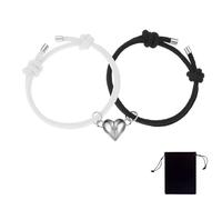 1 Pair Magnetic Couple Bracelets, Adjustable Handmade Bracelet with Love Heart Pendant, Mutual Attraction Matching Bracelets, Friendship Bracelet, Couple Gifts, for Boyfriend Girlfriend Men Women