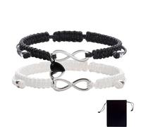 1 Pair Magnetic Couple Bracelets, Infinity Bracelet with Love Heart Pendant, Adjustable Braided Bracelet, Mutual Attraction Matching Bracelets, Couple Gifts, for Boyfriend and Girlfriend