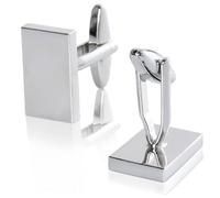 1 Pair Men's Cufflinks Silver Rectangle Cufflinks for Men Cuff Links for Men Classic Shirt CuffLinks for Business Birthday Wedding Party Anniversary