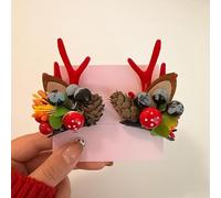 1 Pair Merry Christmas Hairclips Merry Christmas Elk Horn Hair Clip Deer Horn Bell Headband Girl Gifts Happy New Year Party Dress Up