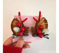1 Pair Merry Christmas Hairclips Merry Christmas Elk Horn Hair Clip Deer Horn Bell Headband Girl Gifts Happy New Year Party Dress Up