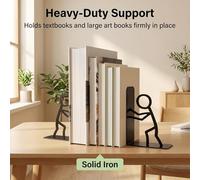 1 Pair Metal Bookends, Black Book Holder for Shelves，Home Office Library Organizer
